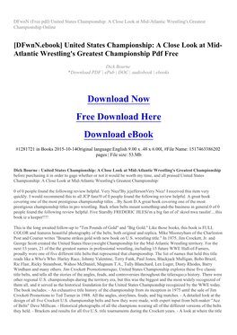 A Close Look at Mid-Atlantic Wrestling's Greatest Championship Online