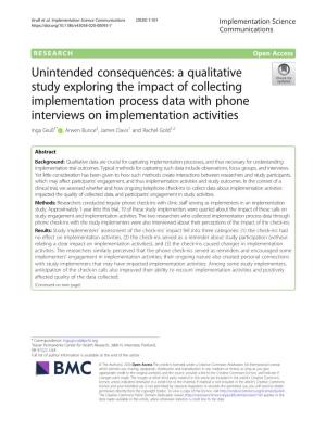 A Qualitative Study Exploring the Impact of Collecting Implementation