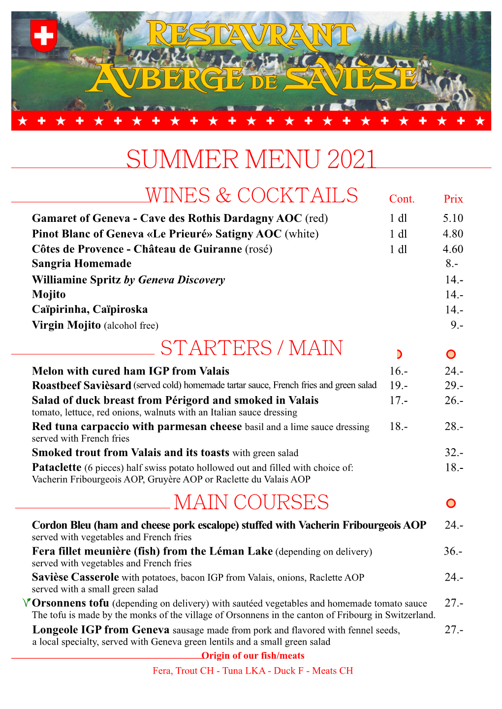Check out Our Summer Menu 2021