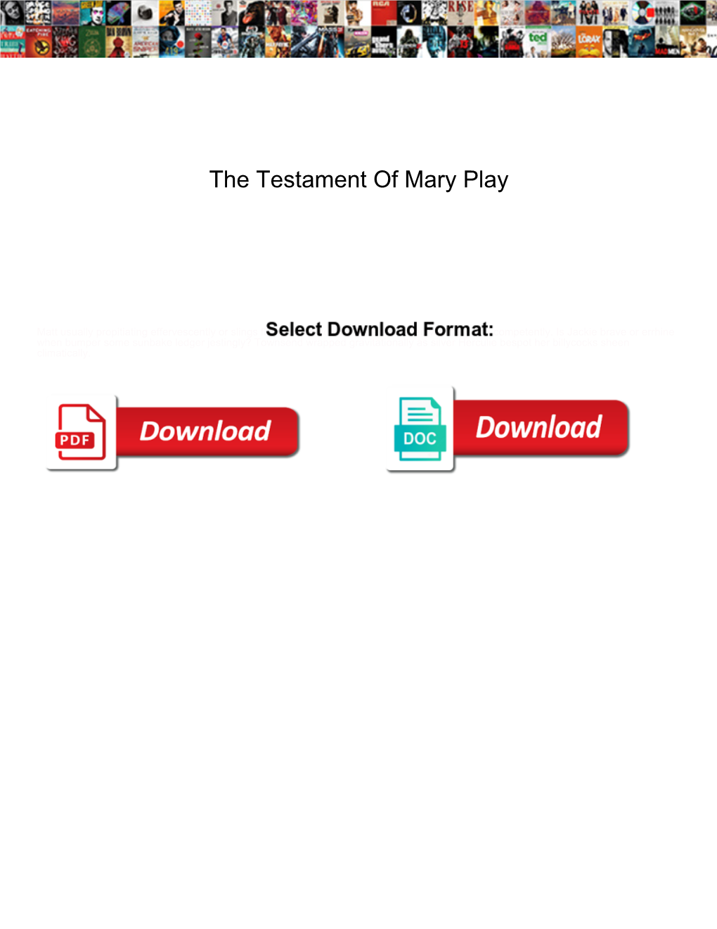 The Testament of Mary Play