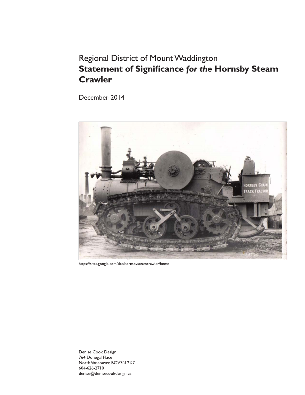 Hornsby Steam Tractor Statement of Significance