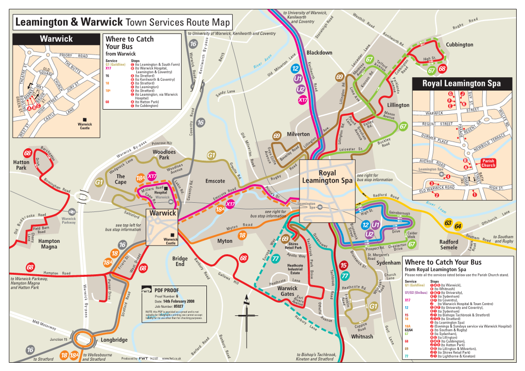 Leamington & Warwick Town Services Route