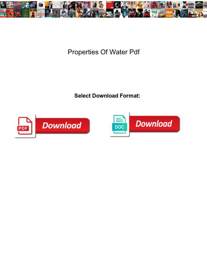 Properties of Water Pdf