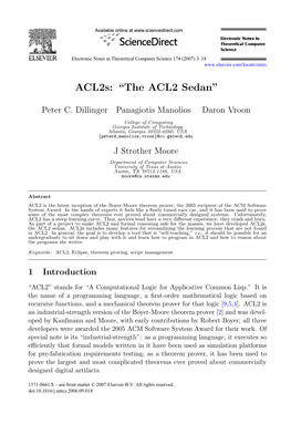 Acl2s: “The ACL2 Sedan”
