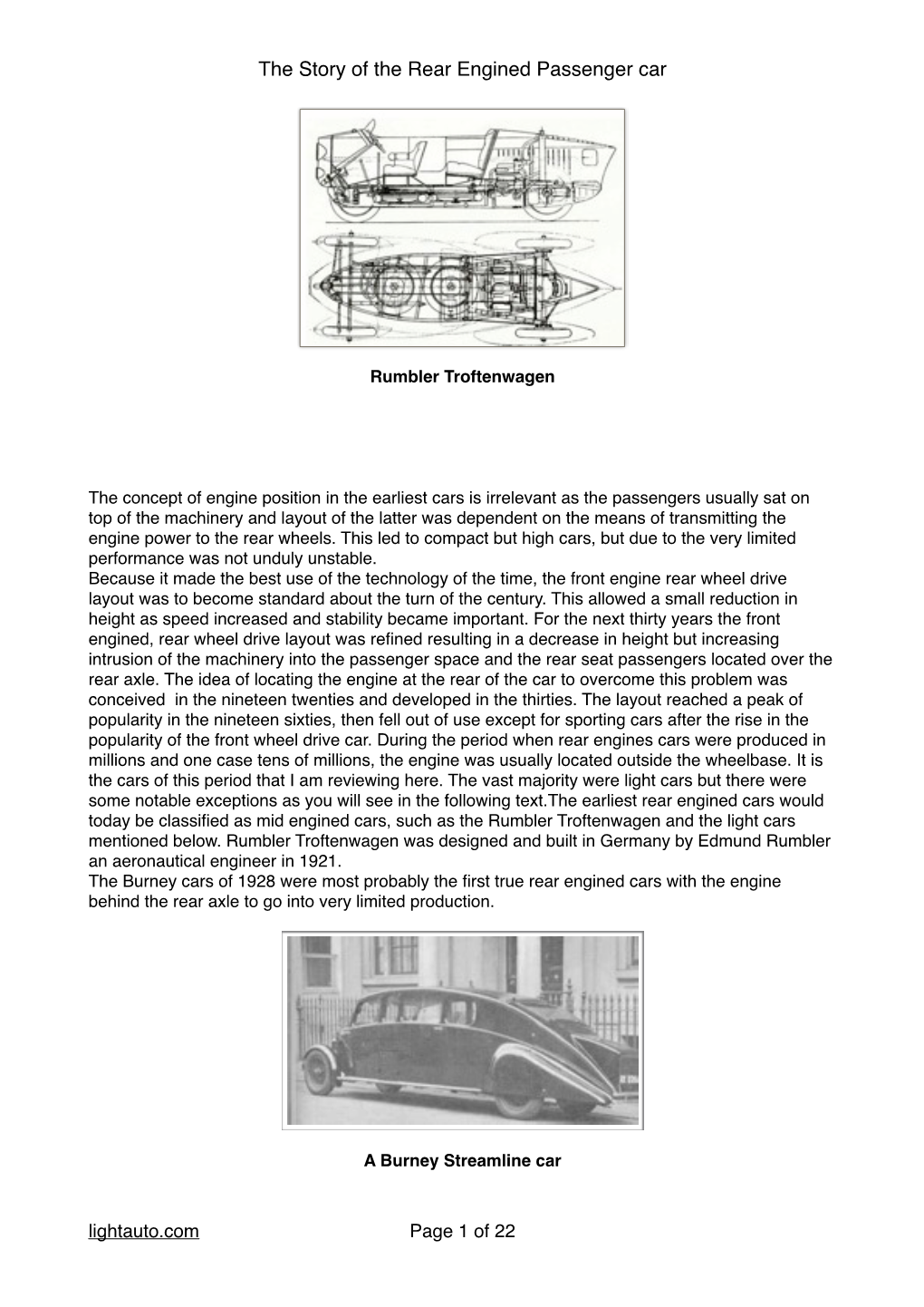 The Story of the Rear Engined Passenger Car
