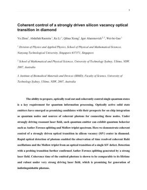 Coherent Control of a Strongly Driven Silicon Vacancy Optical Transition in Diamond