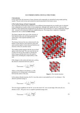 E12 UNDERSTANDING CRYSTAL STRUCTURES 1 Introduction in This