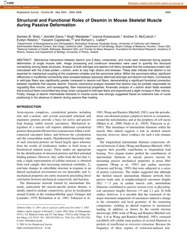 Structural and Functional Roles of Desmin in Mouse Skeletal Muscle During Passive Deformation