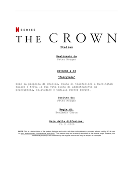 The Crown | Italian Dialogue Transcript | S4:E3