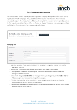 Sinch Campaign Manager User Guide Campaign Info