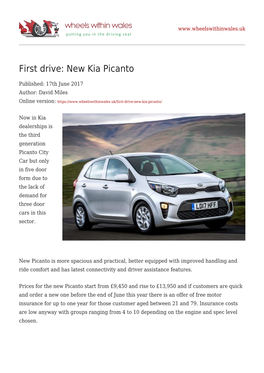First Drive: New Kia Picanto