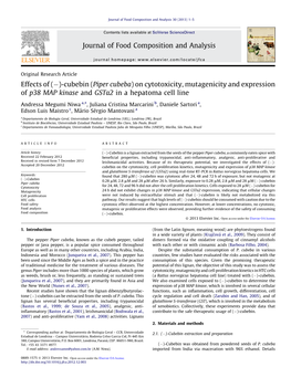 Cubebin (Piper Cubeba) on Cytotoxicity, Mutagenicity and Expression