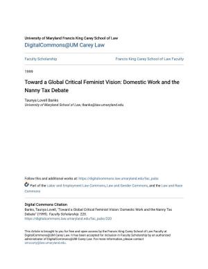 Toward a Global Critical Feminist Vision: Domestic Work and the Nanny Tax Debate