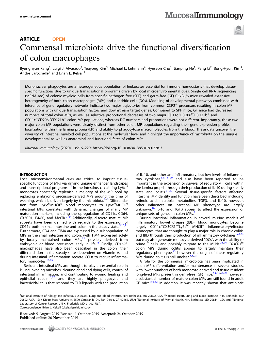 Commensal Microbiota Drive the Functional Diversification of Colon