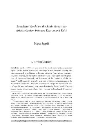 Benedetto Varchi on the Soul: Vernacular Aristotelianism Between Reason and Faith