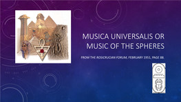 Musica Universalis Or Music of the Spheres