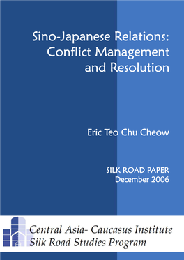 Sino-Japanese Relations: Conflict Management and Resolution