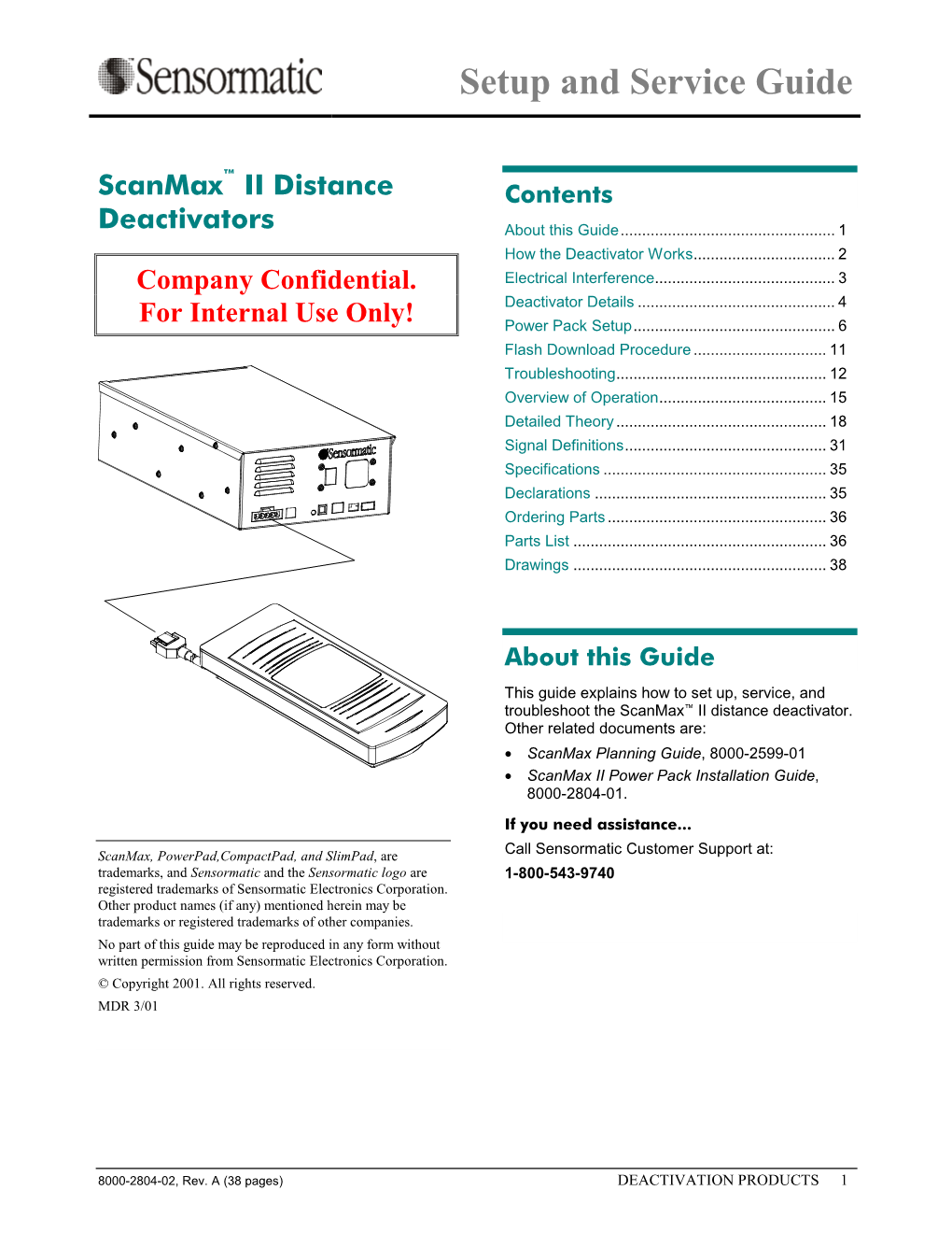 Scanmax II Distance Deactivators Setup/Service Guide