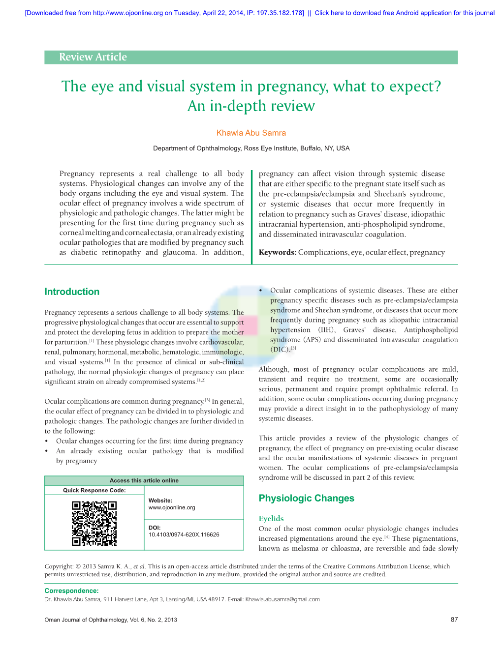 The Eye and Visual System in Pregnancy, What to Expect? an In‑Depth Review