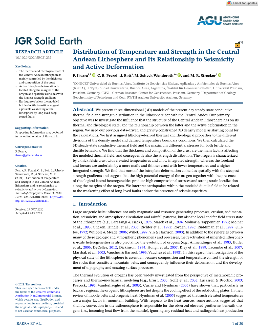 Distribution of Temperature and Strength in the Central Andean