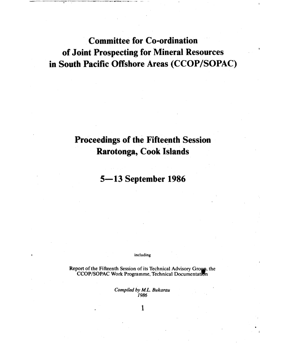 Proceedings of the Fifteenth Session, Rarotonga, Cook Islands, 5-13