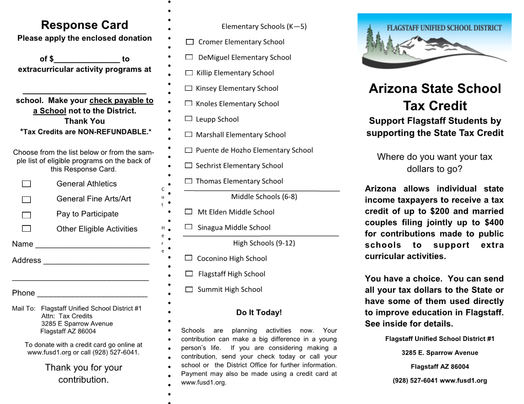 Arizona State School Tax Credit