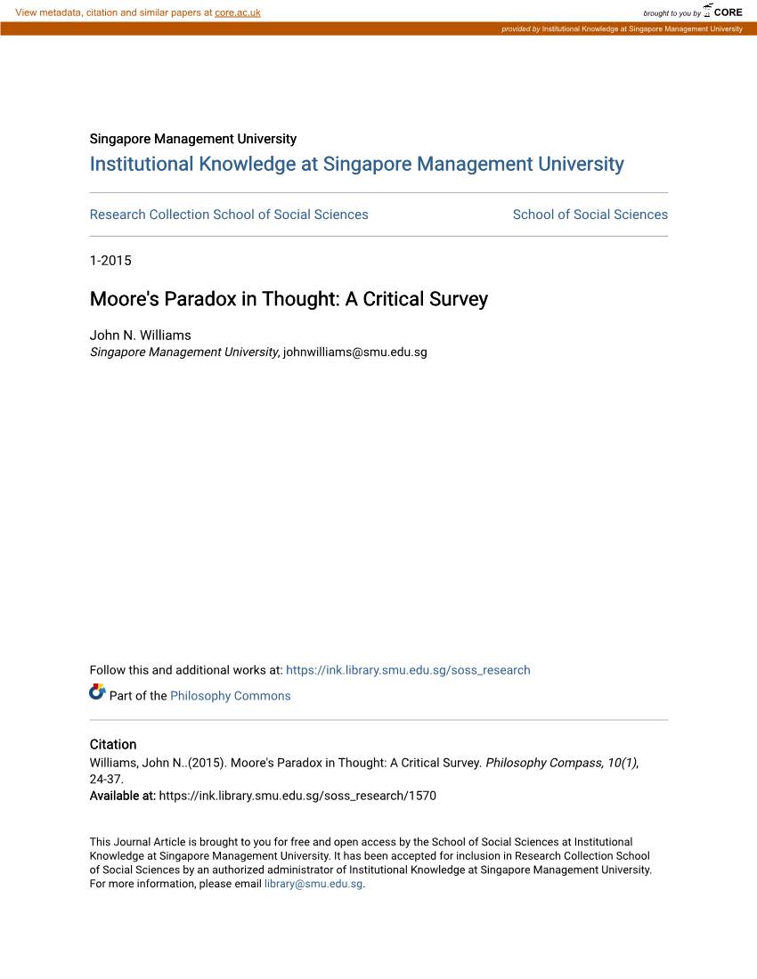 Moore's Paradox in Thought: a Critical Survey