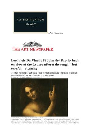 Leonardo Da Vinci's St John the Baptist Back on View at the Louvre