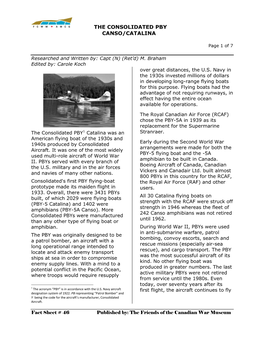 Fact Sheet # 46 Published By: the Friends of the Canadian War Museum