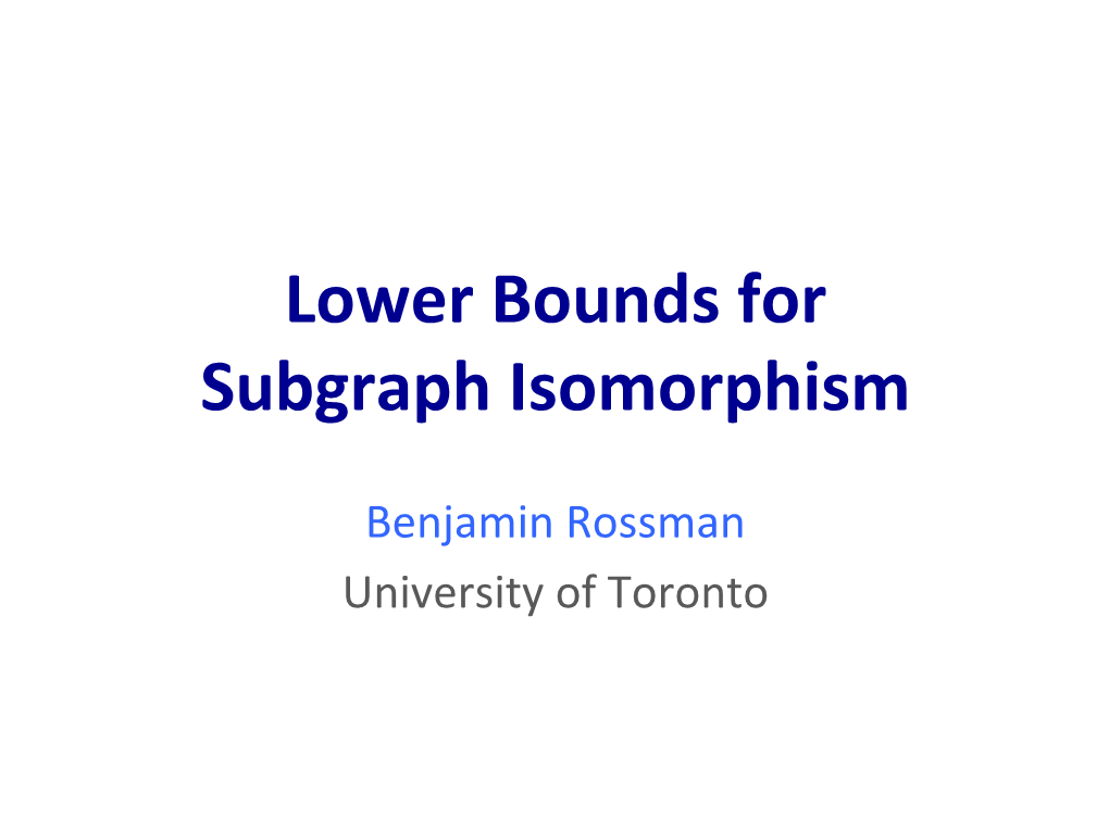 Lower Bounds for Subgraph Isomorphism