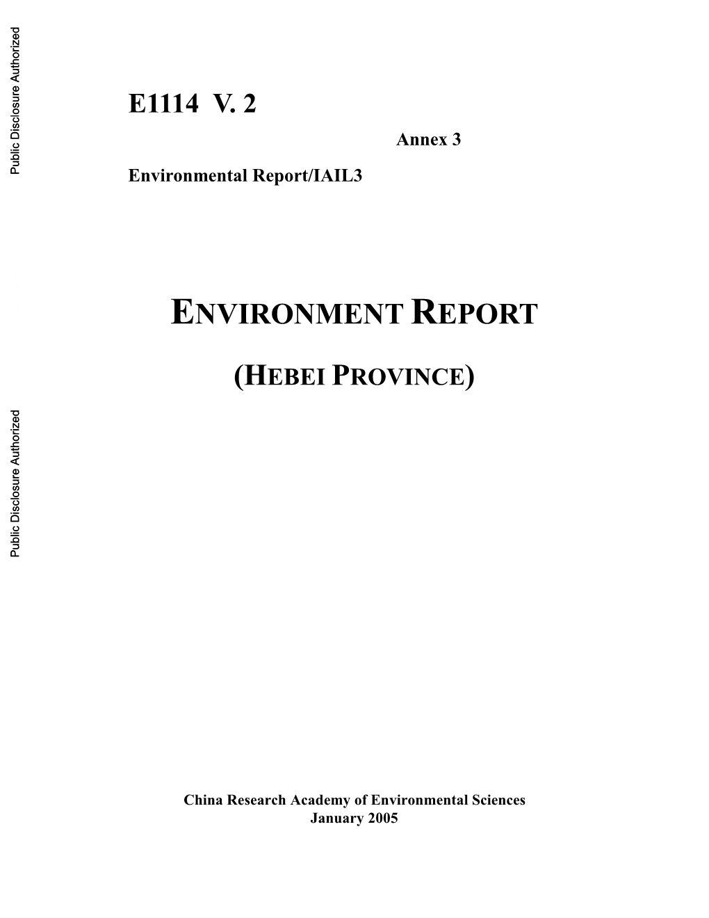 E1114 V. 2 Annex 3 Environmental Report/IAIL3 ENVIRONMENT REPORT