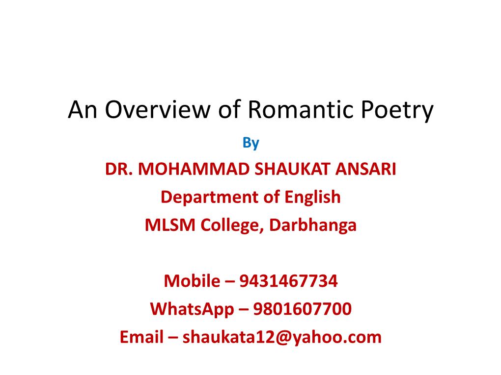 Romantic Poetry by DR