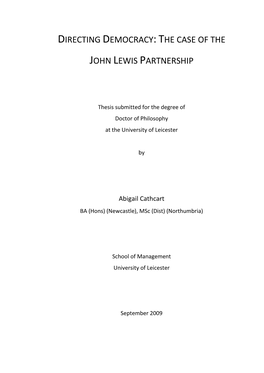 Directing Democracy:The Case of the John Lewis Partnership