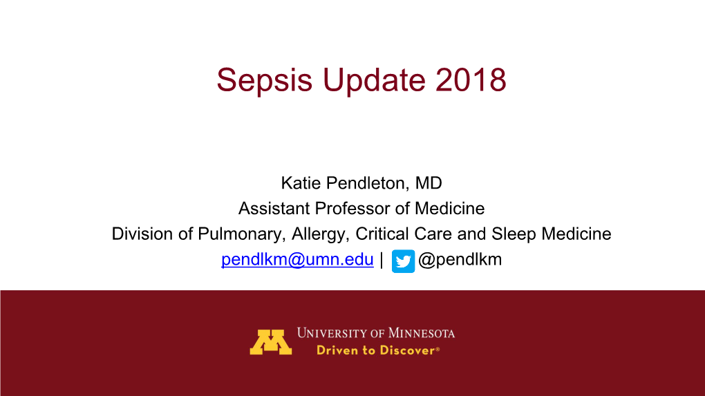 Sepsis Update 2018