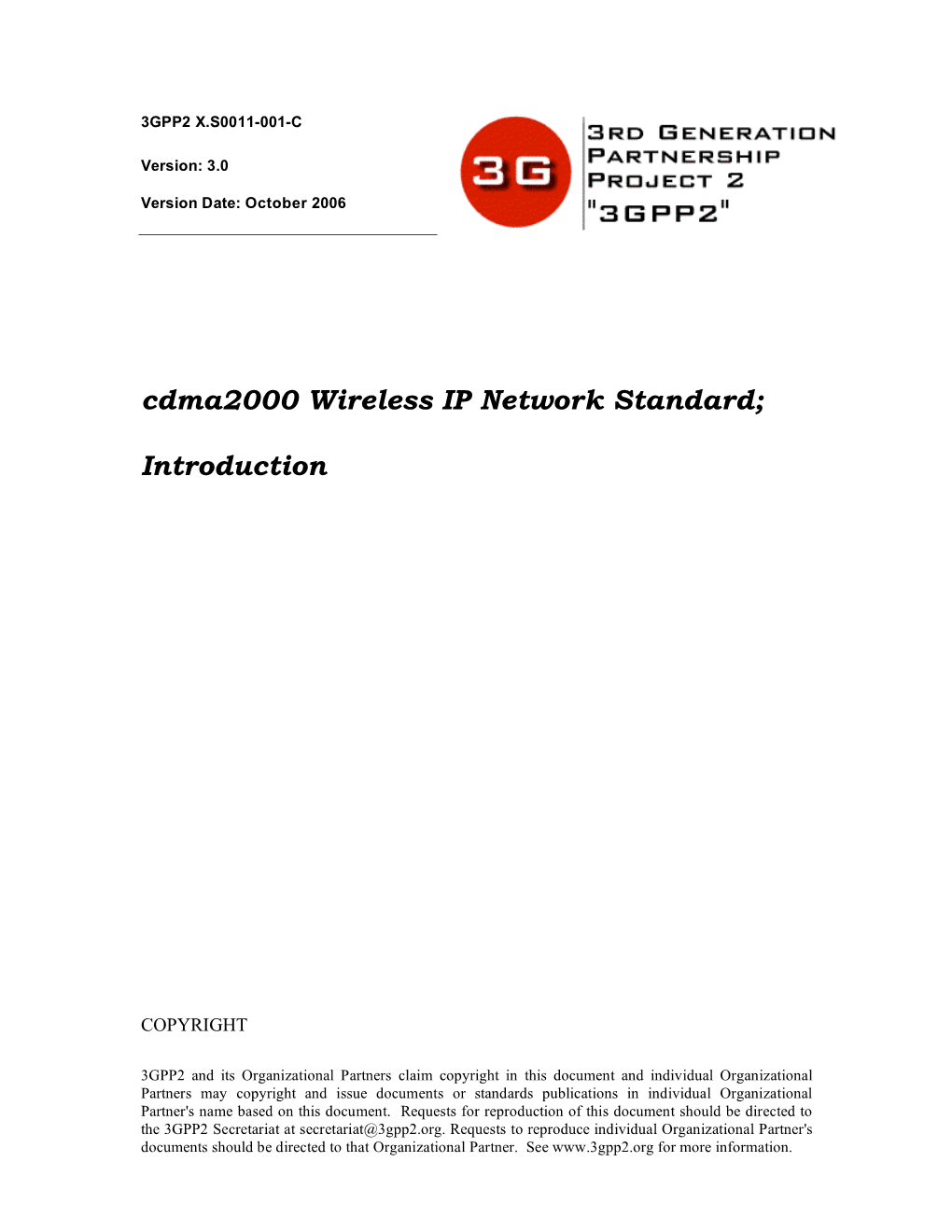 Cdma2000 Wireless IP Network Standard;