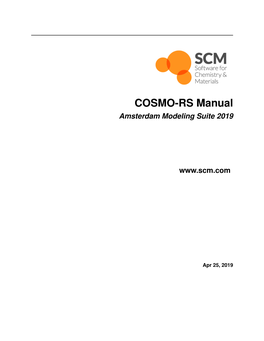 COSMO-RS Manual Amsterdam Modeling Suite 2019