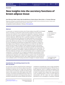 New Insights Into the Secretory Functions of Brown Adipose Tissue