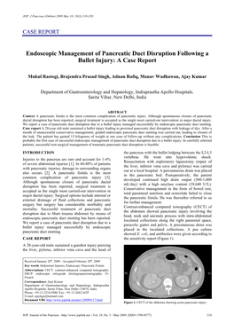 Endoscopic Management of Pancreatic Duct Disruption Following a Bullet Injury: a Case Report