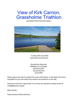 View of Kirk Carrion, Grassholme Triathlon Competitor Race Day Information