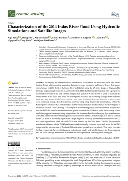 Characterization of the 2014 Indus River Flood Using Hydraulic Simulations and Satellite Images