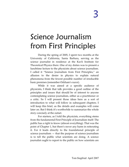 Science Journalism from First Principles