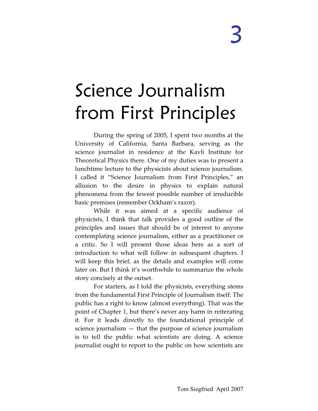 Science Journalism from First Principles