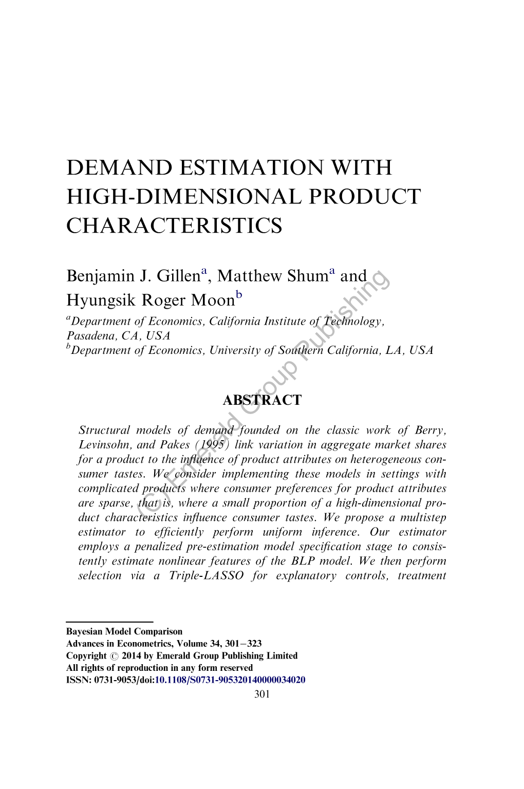 Demand Estimation with High-Dimensional Product Characteristics