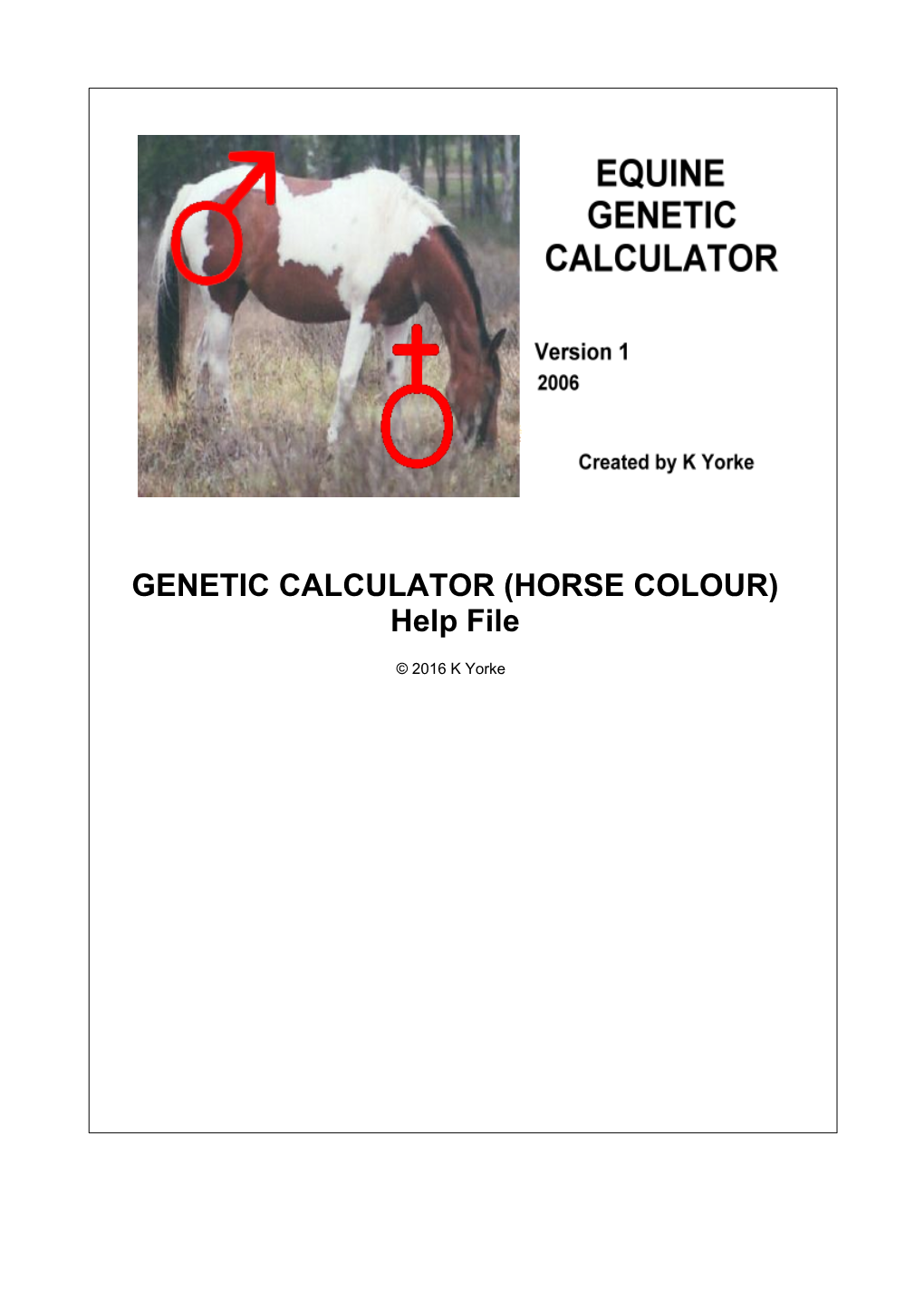 GENETIC CALCULATOR (HORSE COLOUR) Help File
