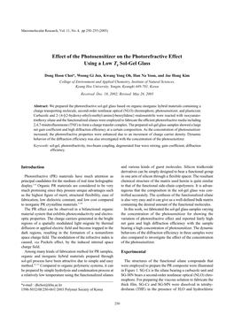 Effect of the Photosensitizer on the Photorefractive Effect Using a Low Tg Sol-Gel Glass