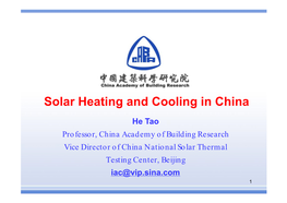 Solar Heating and Cooling in China