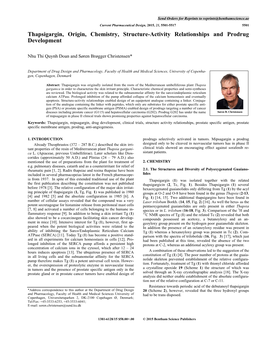 Thapsigargin, Origin, Chemistry, Structure-Activity Relationships and Prodrug Development