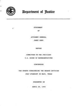 Statement of Attorney General Janet Reno Before Committee on The