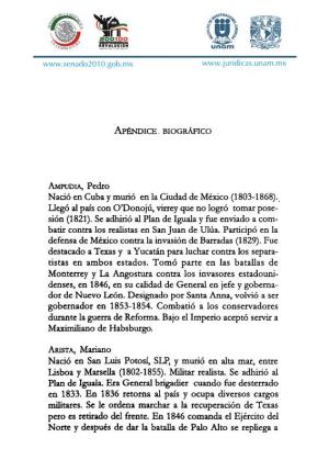 AMPUOIA, Pedro Nació En Cuba Y Murió En La Ciudad De México (1803-1868) .. Llegó Al País Con O'donojú, Virrey Que No Logró Tomar Pose­ Sión (1821)