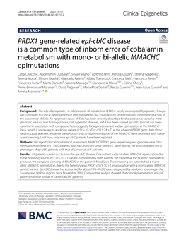 PRDX1 Gene-Related Epi‑Cblc Disease Is a Common Type of Inborn Error of Cobalamin Metabolism with Mono- Or Bi-Allelic MM
